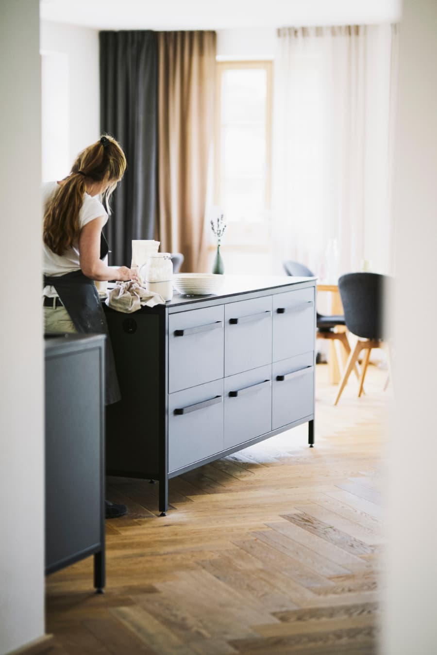 Kitchen island freestanding with 3 modules